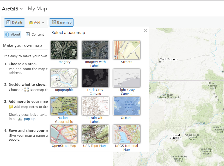 Choose A Basemap - OWF Learn / ArcGIS Story Maps