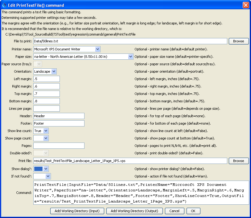 PrintTextFile - CDSS / TSTool