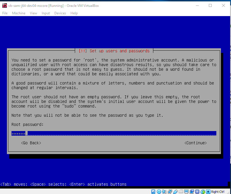 Specify root password