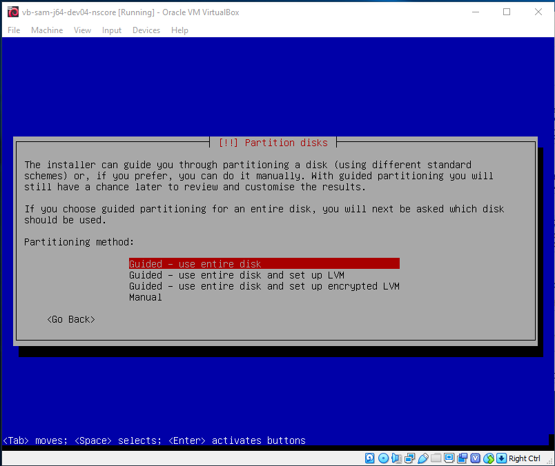 Specify disk partitioning