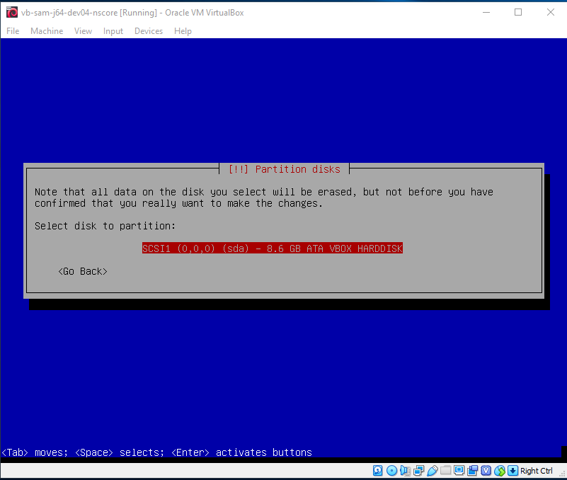 Disk partition selection