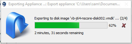 Export virtual machine progress