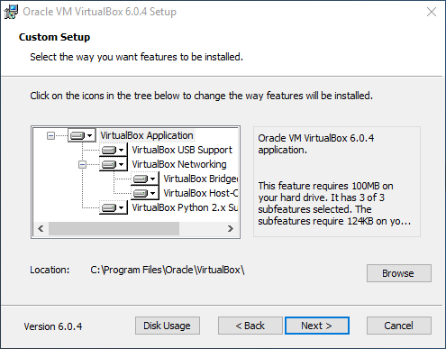 VirtualBox Installer Custom Setup