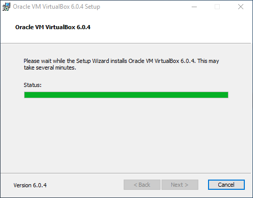 VirtualBox Installer Progress