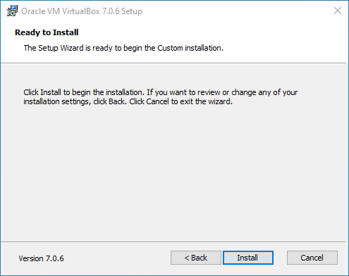 VirtualBox Installer Ready to Install